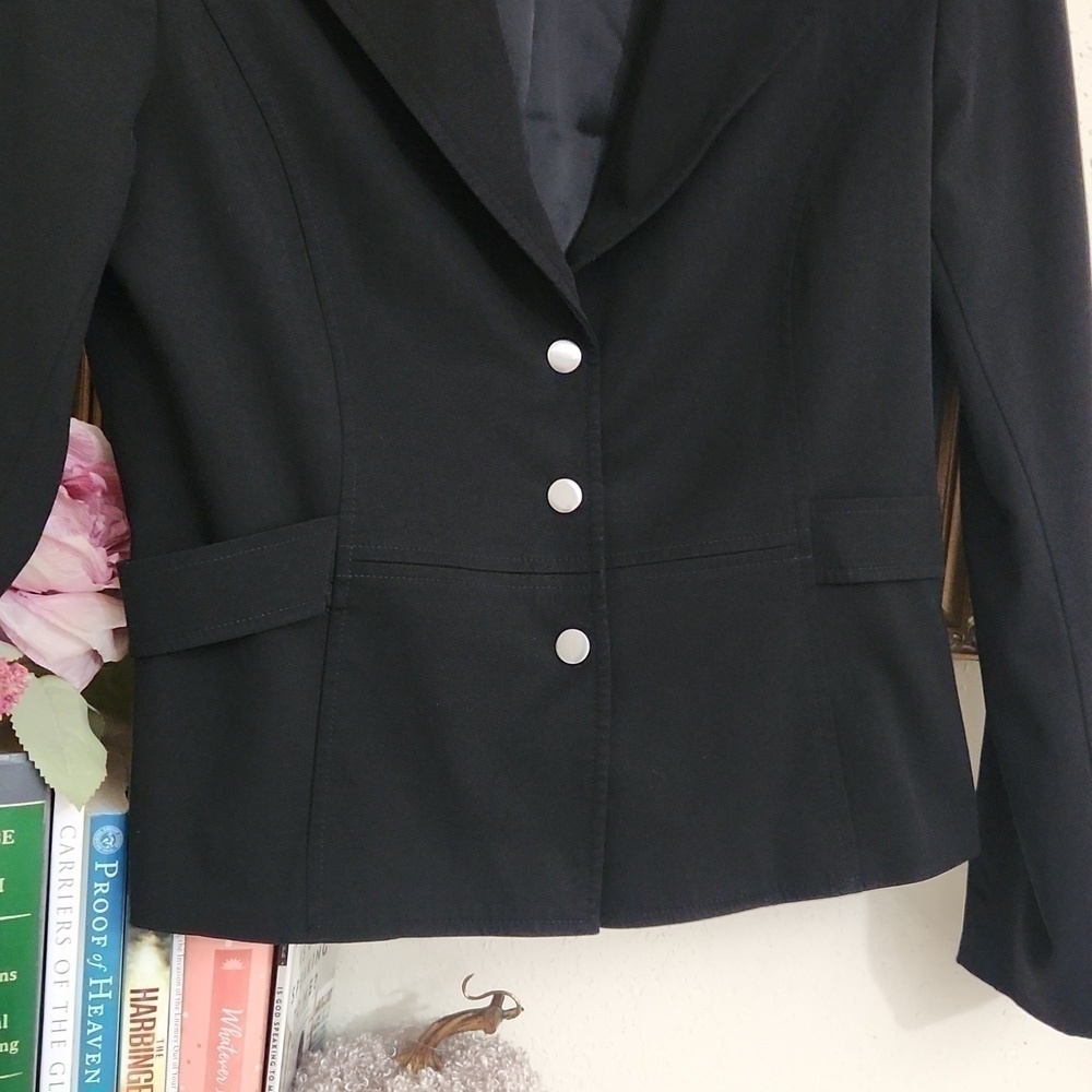 Talbots Stretch Black Blazer Collegiate Preppy Career Luxury Feminine Minimalist - Picture 4 of 16
